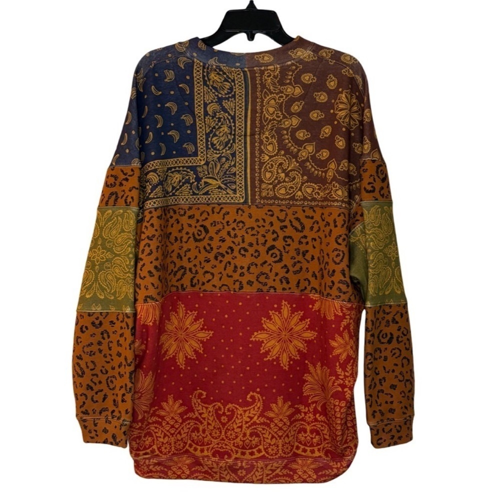 FARM Rio Bandana Mixed Leopard Floral Patchwork Oversized Sweatshirt, sz XS, ๐ ๐ผ - Picture 2 of 7